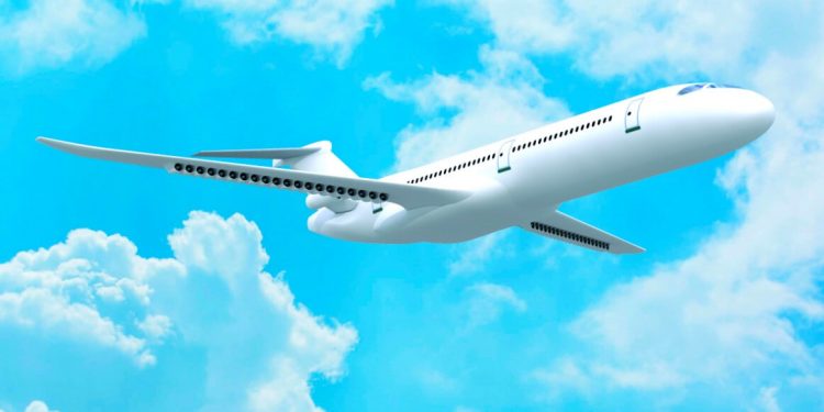 Concepto de avión propulsado con motores hibrido eléctricos
