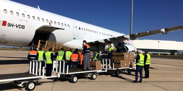 El aeropuerto de Ciudad Real recibe un A321-200 de Galistair con material sanitario