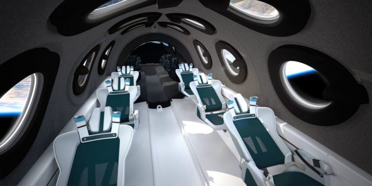 Interior de la cabina de la SpaceshipTwo
