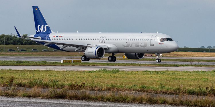 SAS recibe su primer A321LR con combustible sostenible