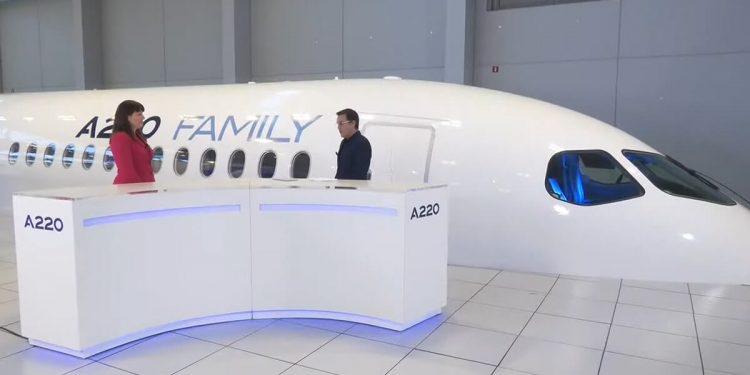 Airbus convierte en maqueta para los clientes el primer A220 de prueba