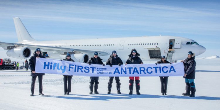 Hi Fly consigue aterrizar, por primera vez, un A340 en la Antártica