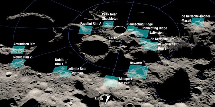 La Nasa selecciona 13 zonas para el próximo alunizaje de astronautas