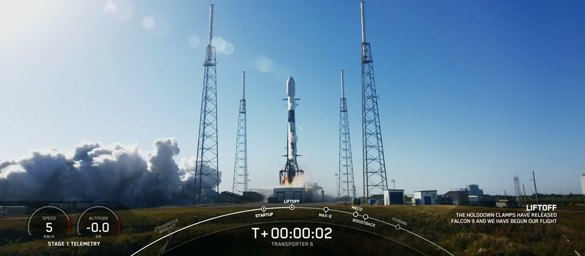 SpaceX ha lanciato la missione Transporter-6 nello spazio con un carico utile di 114