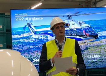 Fernando Lombo, director de Airbus Helicopters en España, durante una presentación a la prensa en las nuevas instalaciones.