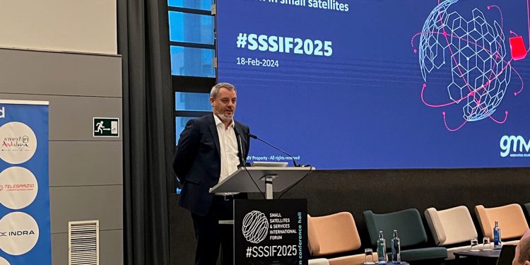 Enrique Fraga, director general de Sistemas Espaciales EST de GMV, durante su intervención en la SSSIF25.