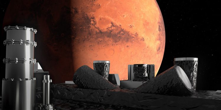 Marte visto desde la cubierta superior de asteroides de Hera