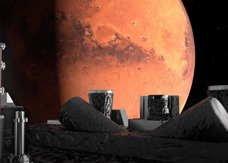 Marte visto desde la cubierta superior de asteroides de Hera