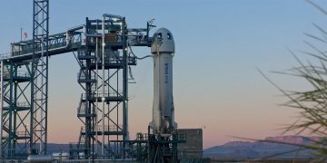 El New Shepard de Blue Origin completó su 34 misión espacial tripulada. Fuente: Blue Origin.