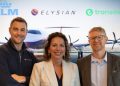 DANIEL ROSEN JACOBSON (ELYSIAN), JOLANDA STEVENS (KLM) Y OLIVER NEWTON (TRANSAVIA). FUENTE: ELYSIAN AIRCRAFT