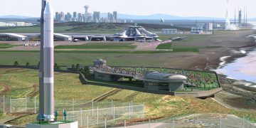 Representación del futuro puerto espacial de Hokkaido. Fuente: SPACE COTA