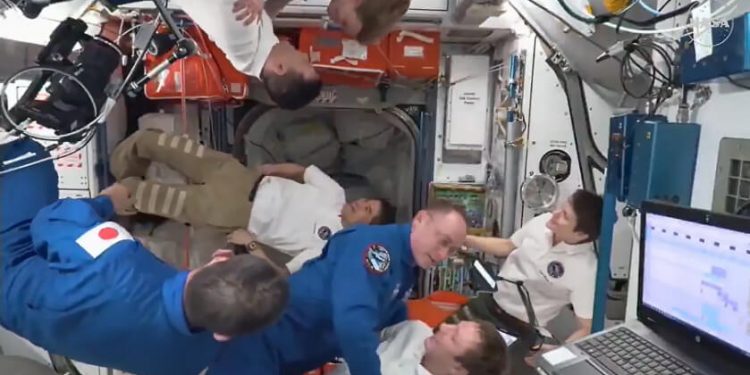 llegada de la tripulacion de la Crew 11 a la ISS. Fuente: NASA