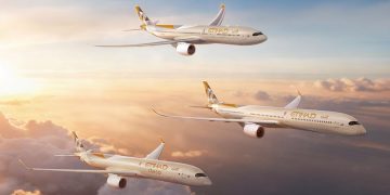 Etihad Airways A330neo, A350-1000 y A350F. Fuente: Airbus