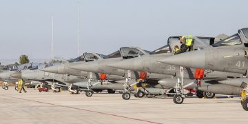Unas 40 aeronaves de diversos países participan en el curso de vuelo del Tactical Leadership Programme en Albacete. Fuente: Ejército del Aire y del Espacio