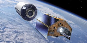Vista artística de Copernicus Sentinel-6B siendo puesto en órbita por un cohete Falcon 9. Fuente: ESA