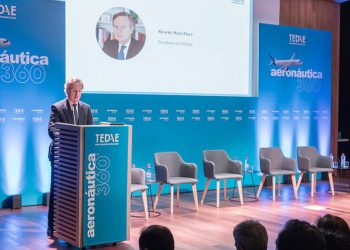 El presidente de TEDAE, Ricardo Martí Fluxá, en Aeronáutica360. Fuente: TEDAE