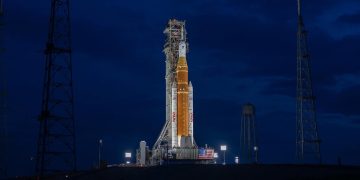 El cohete Artemisa II SLS de la Nasa. Fuente: Nasa/Brandon Hancock