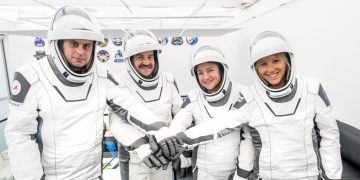 Los cuatro miembros de la misión Crew-12 de SpaceX a la Estación Espacial Internacional. Fuente: SpaceX