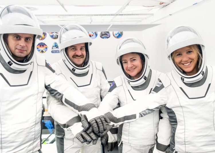 Los cuatro miembros de la misión Crew-12 de SpaceX a la Estación Espacial Internacional. Fuente: SpaceX