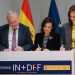 El ministro de Industria y Turismo, Jordi Hereu, la ministra de Defensa, Margarita Robles, y la ministra de Ciencia, Innovación y Universidades, Diana Morant, durante la firma del acuerdo. Fuente: La Moncloa