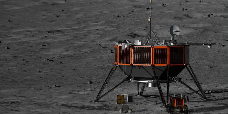 Módulo lunar de mayor carga de Intuitive Machines. Fuente: Intuitive Machines