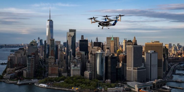 Joby completó el primer vuelo de taxi aéreo punto a punto en Nueva York. Fuente: Joby