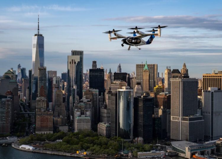 Joby completó el primer vuelo de taxi aéreo punto a punto en Nueva York. Fuente: Joby