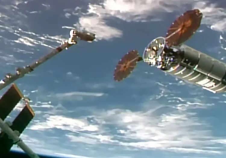 La nave de carga Cygnus XL llegó a la ISS y se instaló en el módulo Unity. Fuente: Nasa+