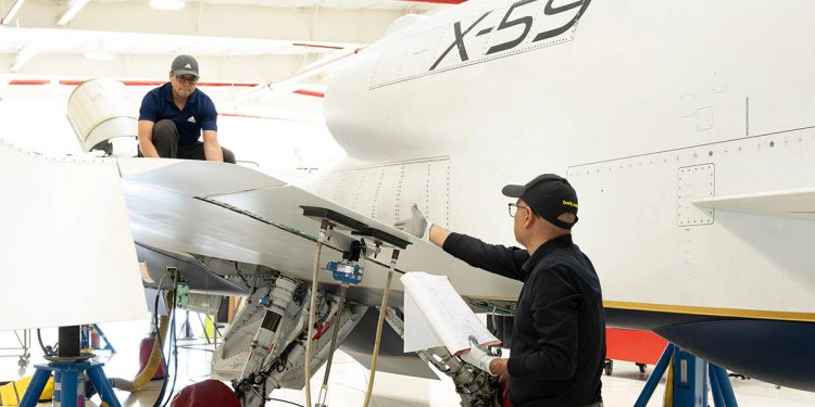 El avión X-59 de la Nasa se somete a mantenimiento programado. Fuente: Nasa