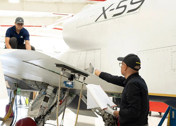 El avión X-59 de la Nasa se somete a mantenimiento programado. Fuente: Nasa