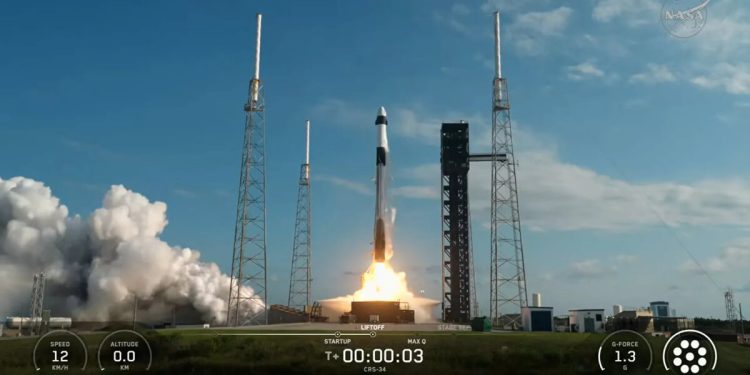 La nave Dragon de SpaceX llegó a la ISS para reabastecer a la tripulación de la Expedición 74. Fuente: Nasa