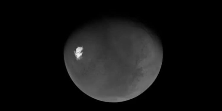 Primera imagen de un Marte casi "completo" captada por la sonda Psyche. Fuente:Nasa/JPL-Caltech/ASU