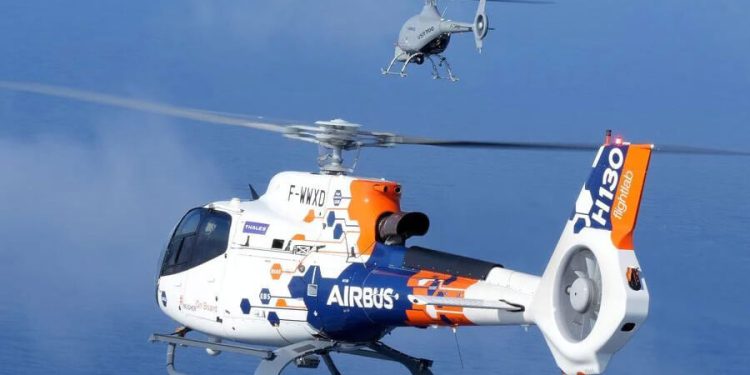 Airbus impulsa la colaboración de aeronaves tripuladas y UAS para operaciones de salvamento. Fuente: Airbus