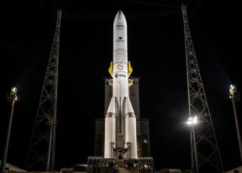 Arianespace lanzó su Ariane 64 con propulsores avanzados y 36 satélites Amazon Leo a bordo. Fuente: Arianespace
