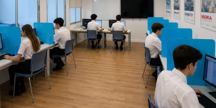 Aula de exámenes de Flyschool. Fuente: Flyschool