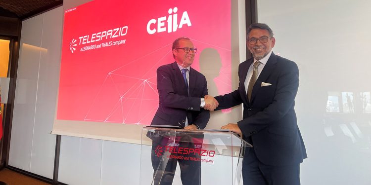Carlos Fernández de la Peña, consejero delegado de Telespazio Ibérica, (izquierda) y José Rui Felizardo, consejero delegado de CEiiA. Fuente: Telespazio Ibérica