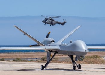 El Ejército del Aire y del Espacio despliega un Predator B del Ala 23 en la Base Aérea de Lanzarote. Fuente: Ejército del Aire y del Espacio