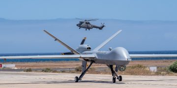 El Ejército del Aire y del Espacio despliega un Predator B del Ala 23 en la Base Aérea de Lanzarote. Fuente: Ejército del Aire y del Espacio