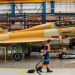 El primer Eurofighter Halcón I sale de la línea de montaje en Getafe. Fuente: Airbus