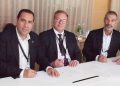 Firma del acuerdo entre Fintraffic e Indra Group. Fuente: Indra Group.