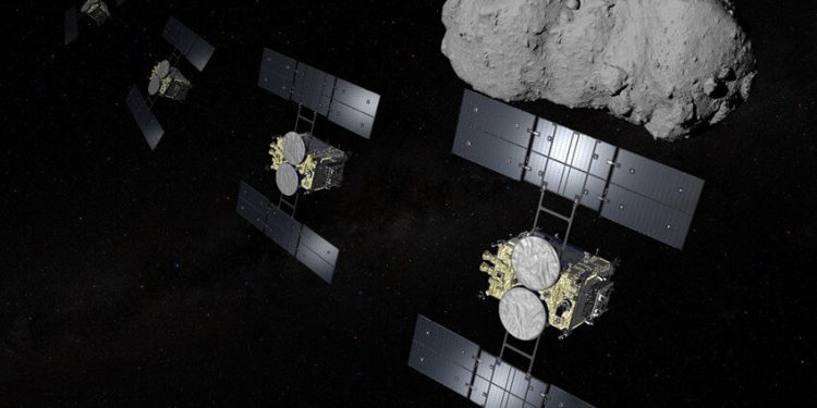 Hayabusa2 se prepara para un nuevo hito con el sobrevuelo del asteroide Torifune. Fuente: JAXA/IKESHITA Akihiro