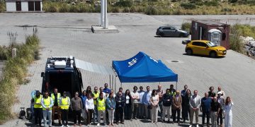 Foto de familia de la demostración de drones del proyecto europeoSPATIO en La Coruña. Fuente: Enaire.