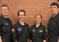 De izquierda a derecha: James Spicer, Matthew Montgomery, Ellen Ellis y Ross Elder. Fuente: Nasa